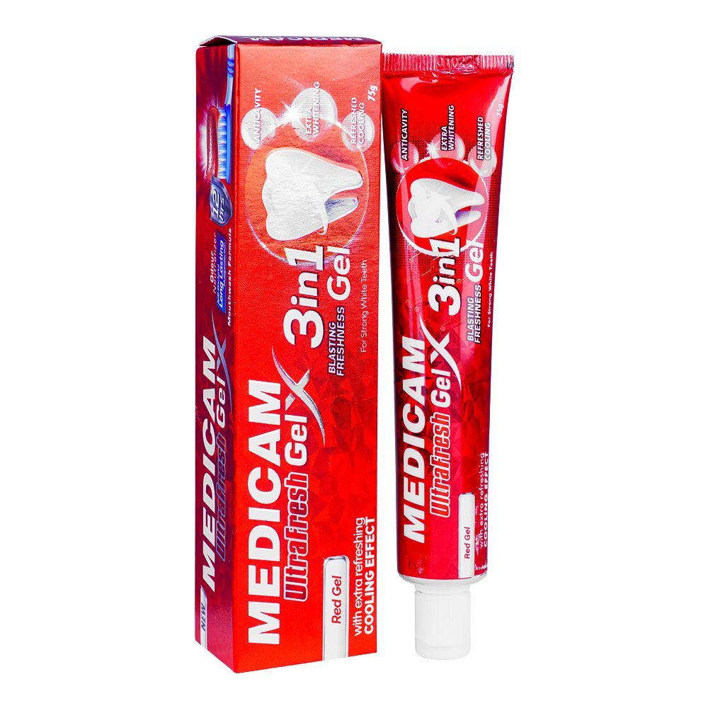 Medicam Ultra Fresh Red Gel Toothpaste 75g Long Lasting Freshness